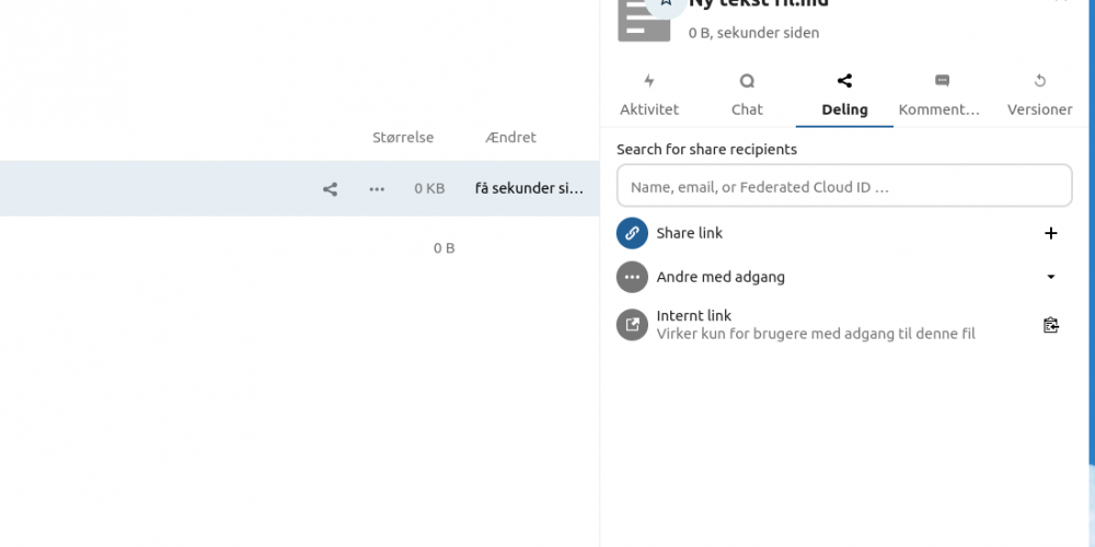 Deling af filer med Nextcloud
